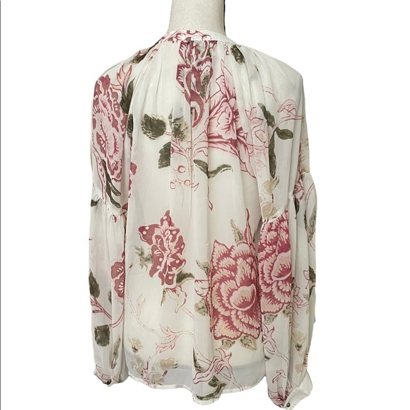 Lucky brand womens long sleeve printed peasant top ruffle details size Medium - Picture 8 of 14